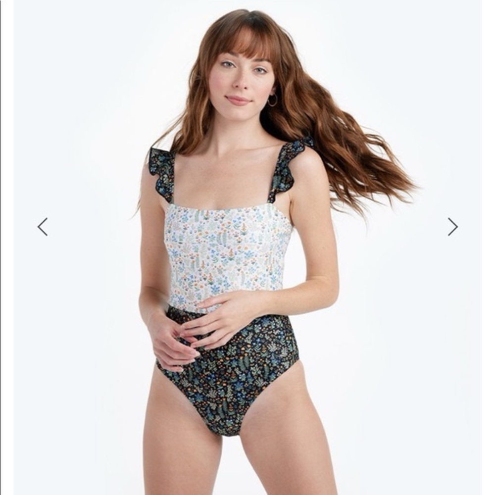 Summersalt Floral One Piece Swimsuit - White and Blue - Picture 3 of 6